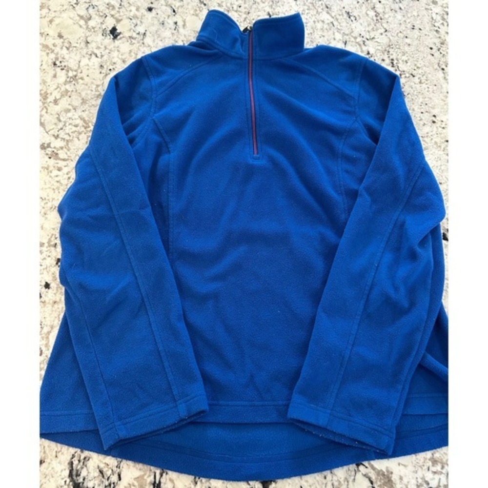 Lands‎ End Women's unisex Fleece Pullover Quarter Zip Long Sleeve Blue Top L